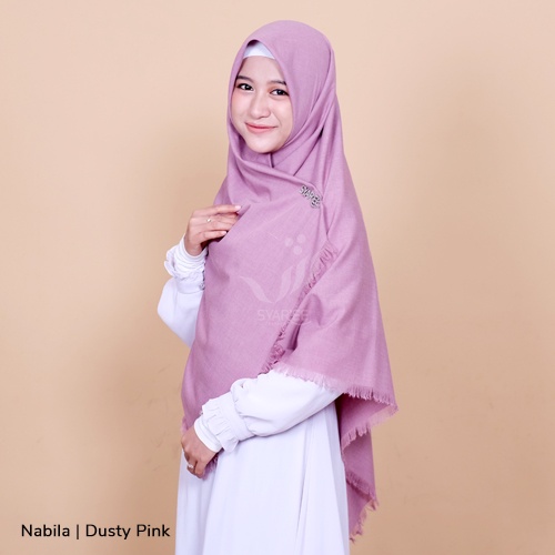 Nabila | Jilbab Segiempat Hijab Khimar Panjang Lebar Syar'i Rawis Ukuran 130x130 Bahan Supernova Polos