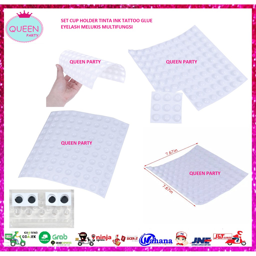 

SET CUP HOLDER TINTA INK TATTOO GLUE EYELASH MELUKIS MULTIFUNGSI 1 LEMBAR ADA 100 LUBANG CUP
