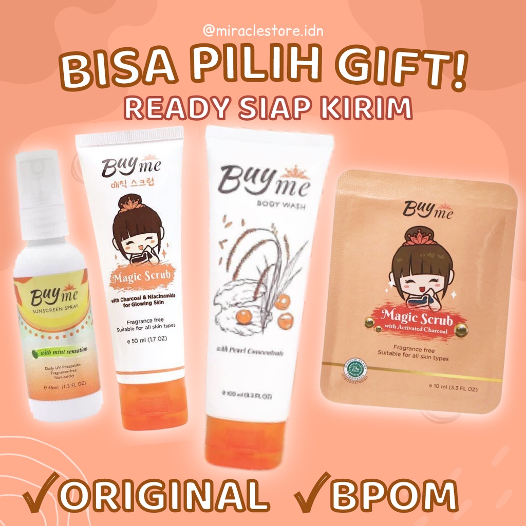 BUYME MAGIC SCRUB BODY WASH SUNSCREEN SPRAY MASKER LULUR HITAM BUY ME BY ME BYME BYMI BUYME CHARCOAL SCRUB BODY N FACIAL SCRUB BUYME SABUN MANDI LULUR HITAM PEMUTIH KULIT BADAN BUYME MURAH ORIGINAL FREE GIFT