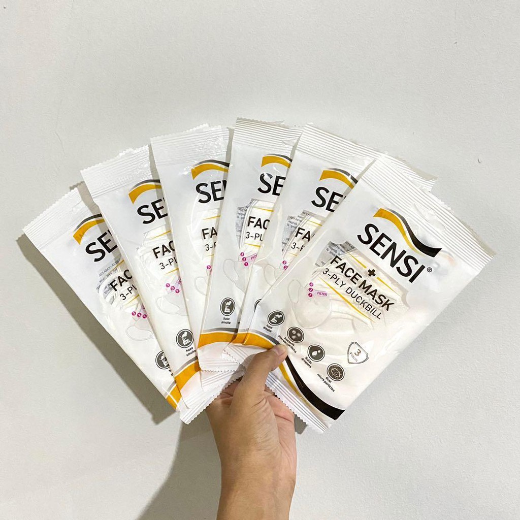 MASKER SENSI DUCKBILL ORIGINAL 3PLY SACHET ISI 3 PCS (ada Emboss) / MASKER SEKALI PAKAI