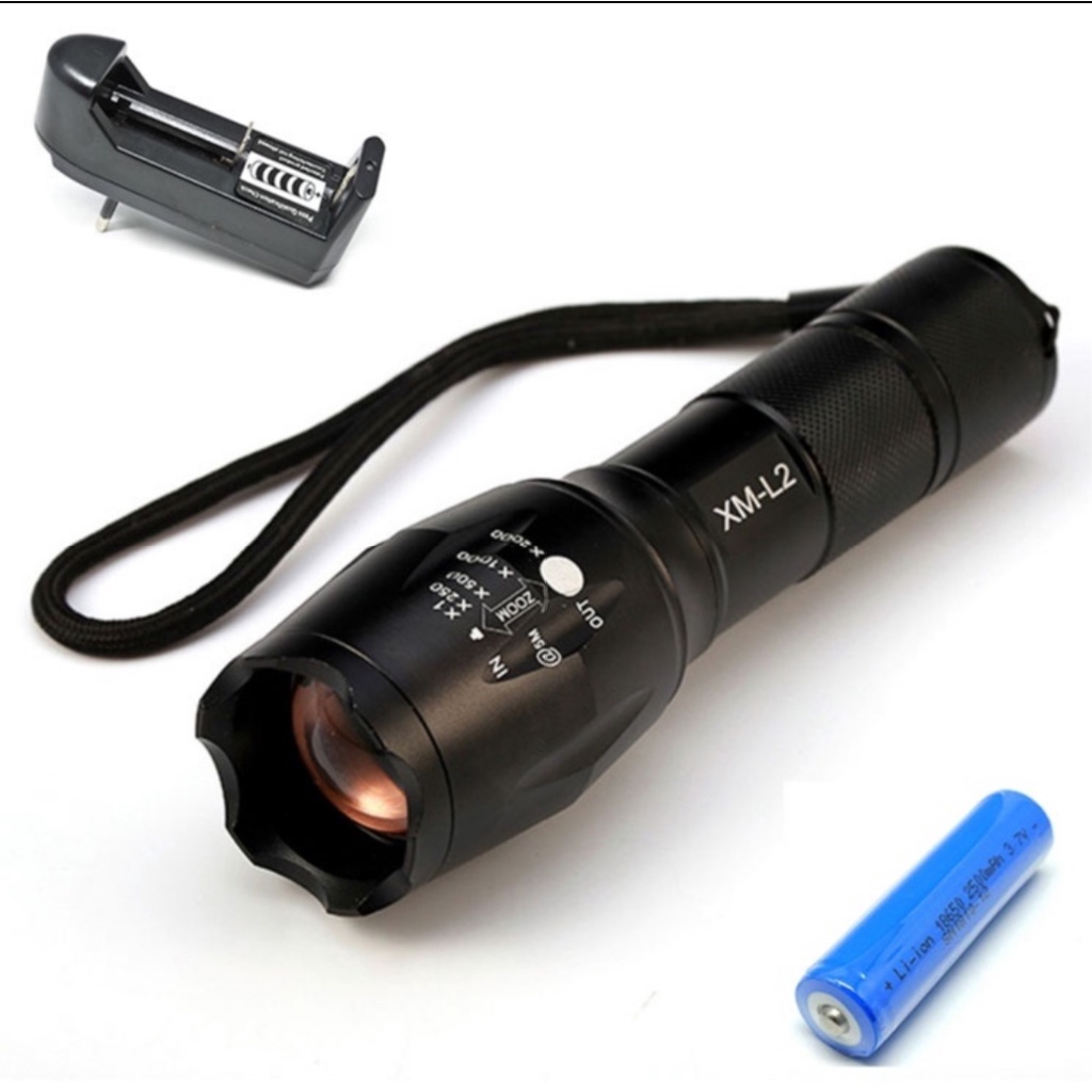 Senter Swat T6 LED Type XM-L2 Flashlight Zoom Super Terang