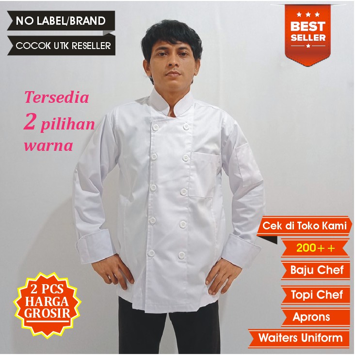 Baju Chef Lengan Panjang Putih Chef Coat
