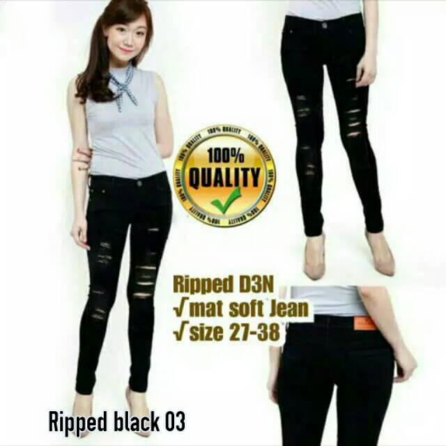 Celana jeans sobek wanita - skinny jeans sobek cew - jeans slimfit cew