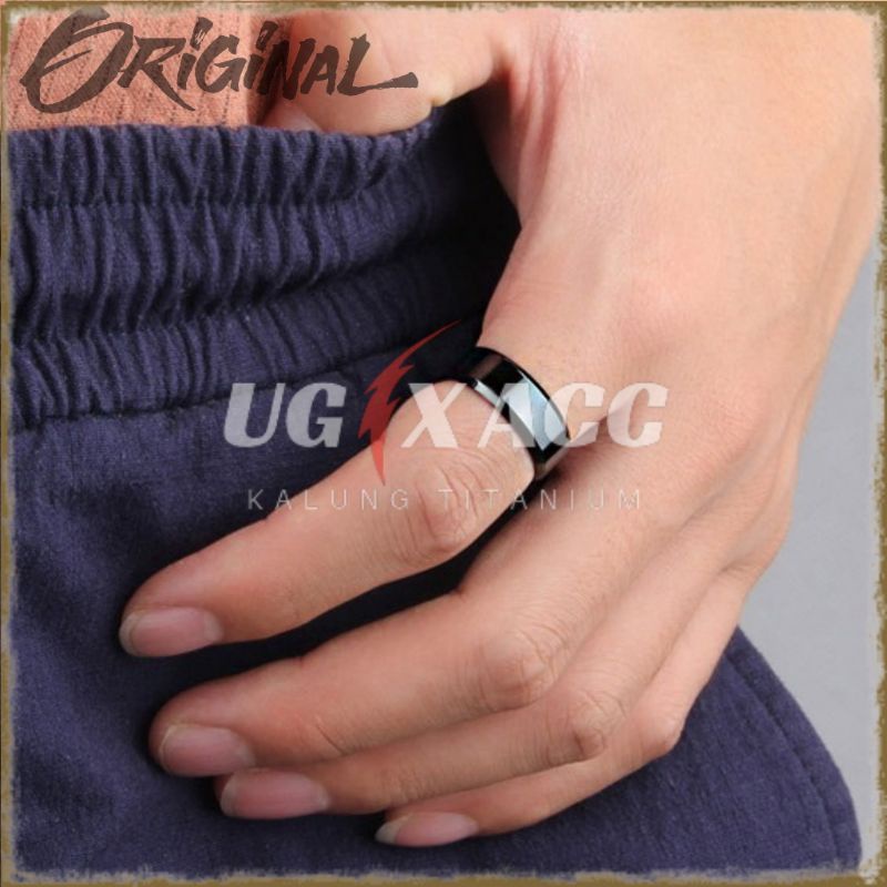 Cincin Jari Titanium Pria Wanita Couple Tunangan Nikah Kawin Silver Putih Gold Emas  Hitam Black Pol