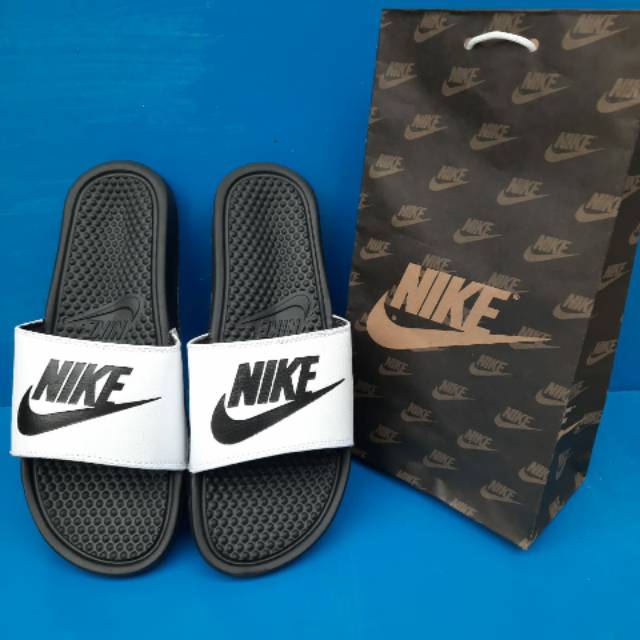 Nike upper white/sandal pria/sandal slop