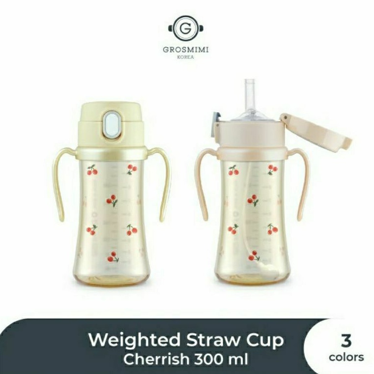 GROSMIMI PPSU Cherrish Weighted Straw Cup 200ml 300ml