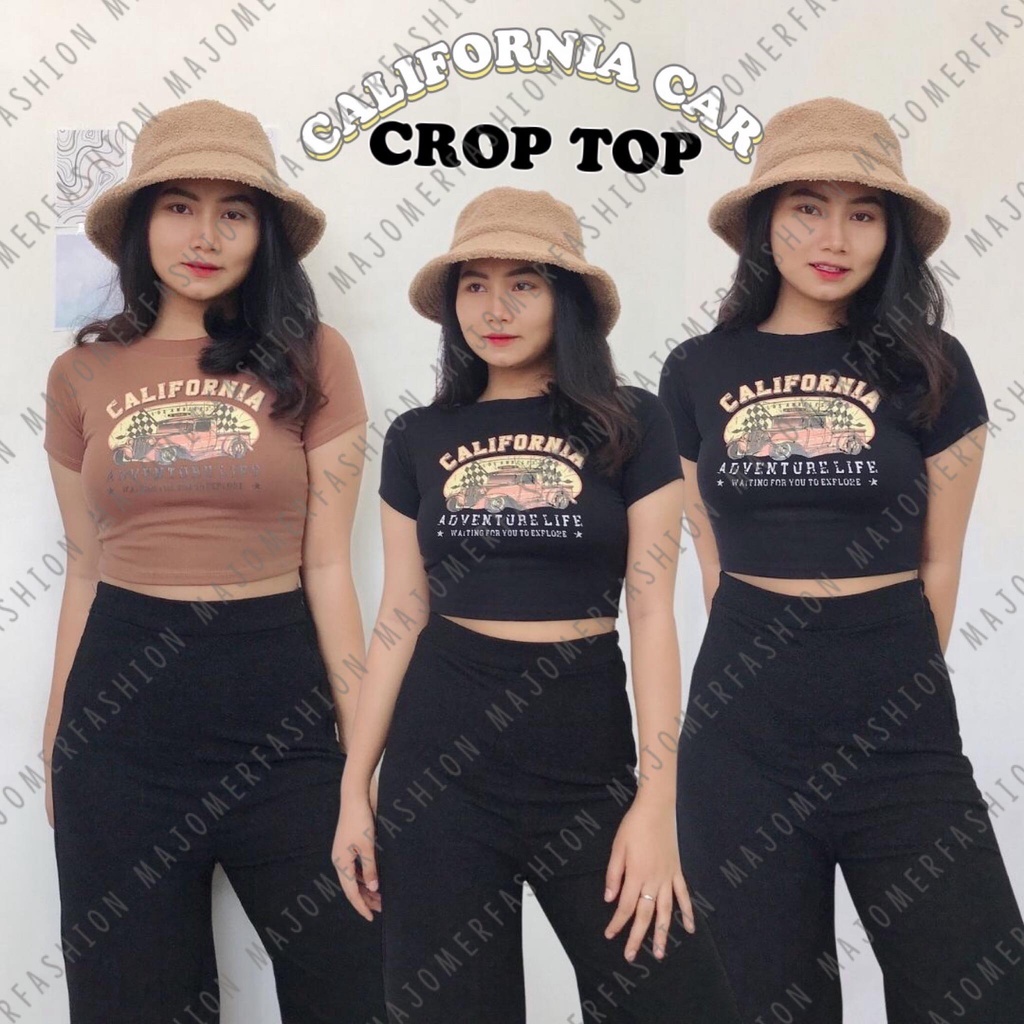 MAJOMER ® | CALIFORNIA CAR CROP TOP - KAOS CROP TOP WANITA