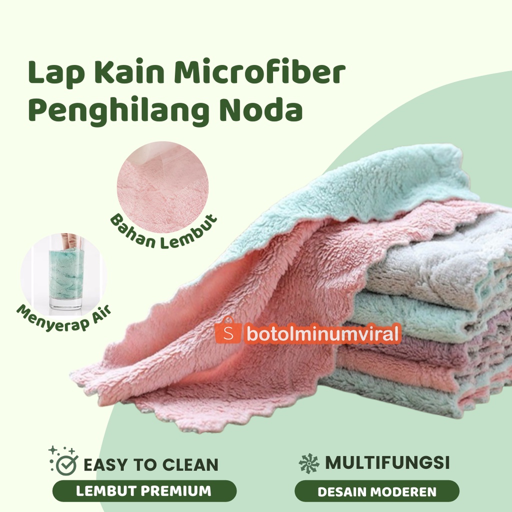 Kain Lap Meja Piring Microfiber Serbaguna Anti Minyak - 25 X 14 CM Premium