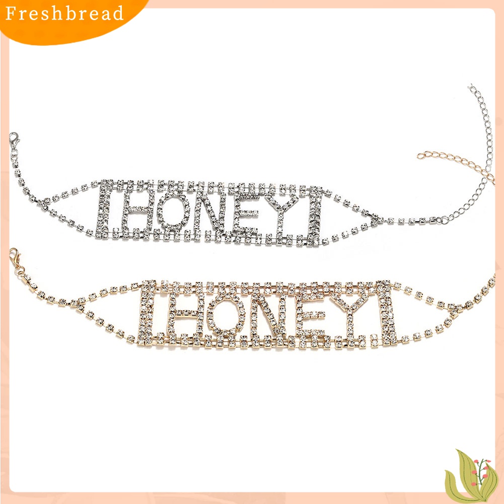 Terlaris Punk Shiny Rhinestone Letter Honey Cup Chain Choker Necklace Women's Jewelry