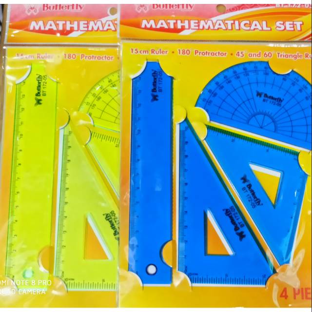 

Penggaris set matematika (4 pcs) butterfly BT-172