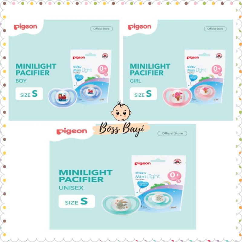 PIGEON Minilight Pacifier size S Empeng Bayi Anak Kemasan 1pc