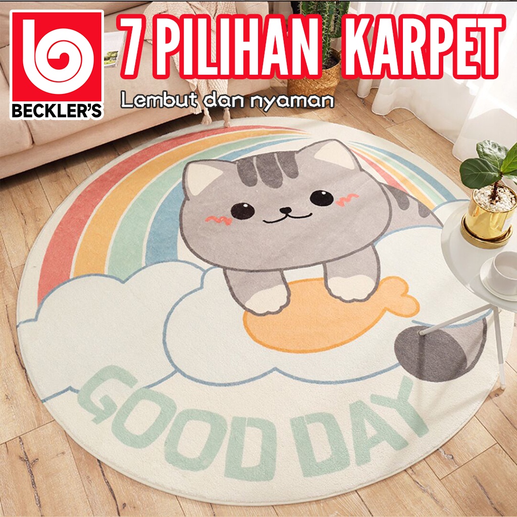 Karpet Lantai Anti Slip Minimalis Modern Bulat Elegan Estetik Ruang Tamu / Ruang Kamar Tidur 7 Motif