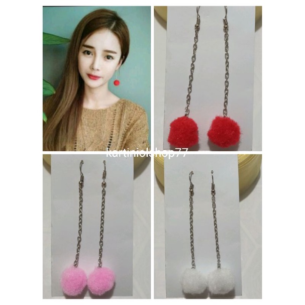 Anting Pom Pom halus // Anting Hijab Pom Pom kekinian