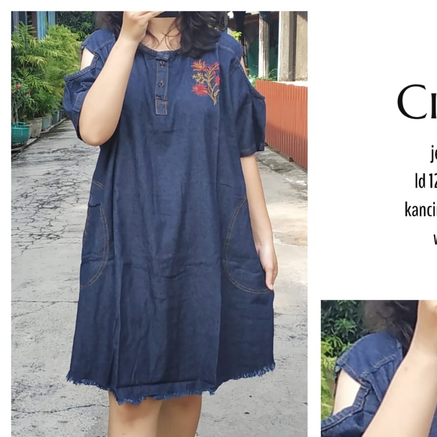 Atasan Jumbo Jeans Wanita/ Atasan Jeans Lengan Pendek/ Cintya Jeans Blouse