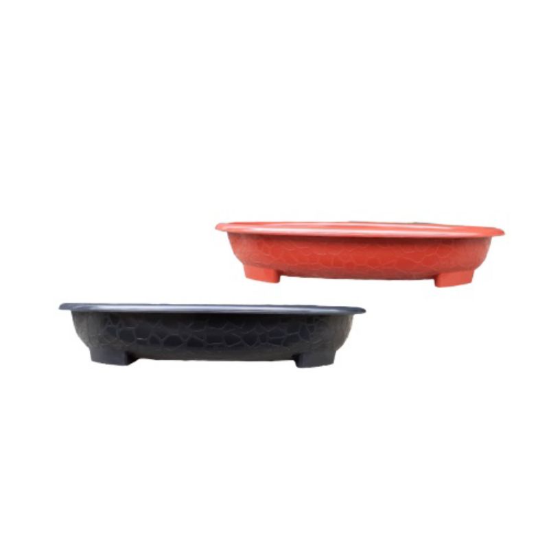 is 2 pisc pot oval bonsai 08 hitam dan merah