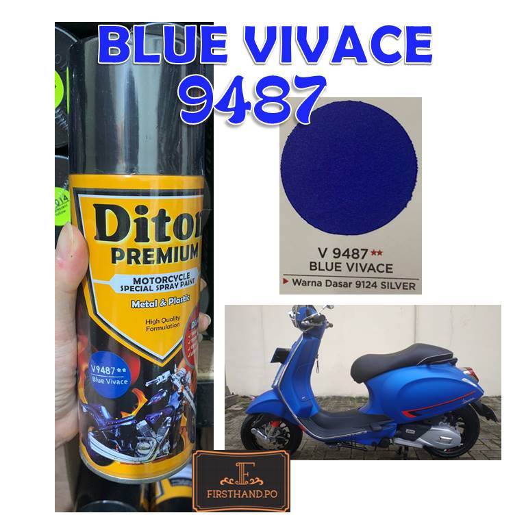 Cat Pilox Diton Premium Vespa Blue Vivace 9487 Warna Biru doff Pespa dop pilok pylox pylok