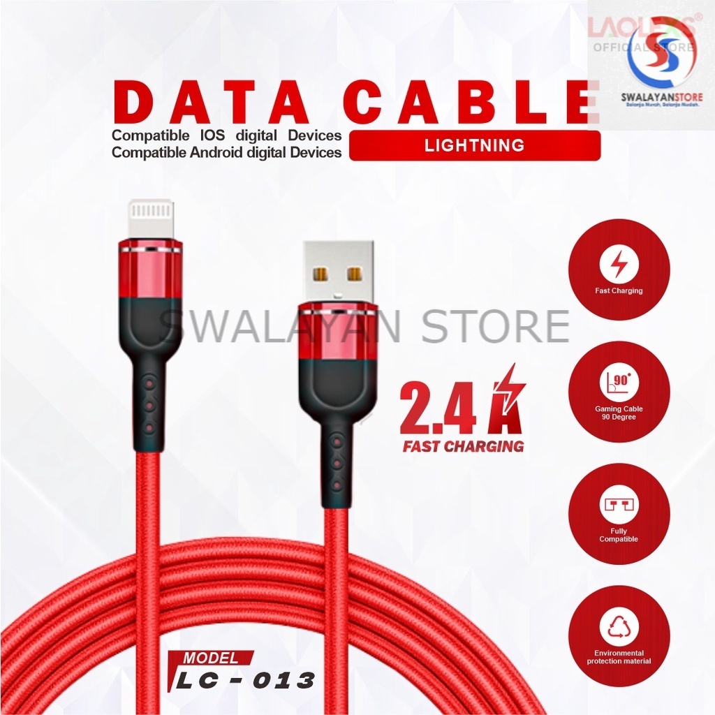 Charger Kabel Data / Kabel Charging LC-013 Fast Charging 2.4A ORIGINAL (Garansi Resmi 12 Bulan)