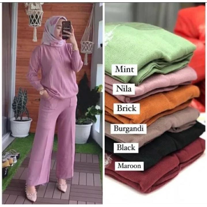 DVN ~ Stelan Kulot Rajut Stelan Rajut Awkarin Wanita Premium | [COD] Bayar di Tempat | 1 Set Pakaian Rajut Perempuan | 1 Set Outfit Wanita Kekinian | OOTD Remaja Terbaru 2021 | One Set Modern | Two-Piece Premium | Stelan Rajut Murah Import Quality Product