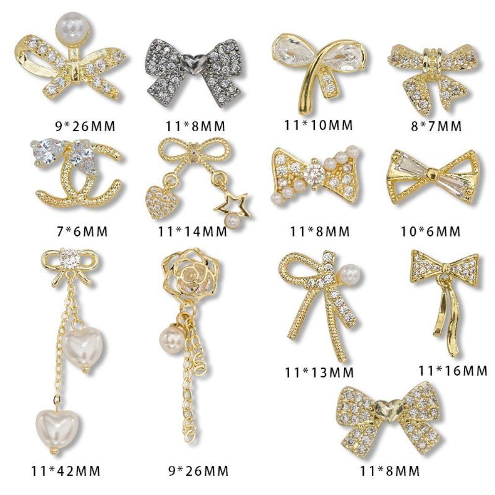 AUGUSTINA Augustina Nail Charms Mewah Super Flash Bunga Hiasan Kuku Manikur Aksesoris DIY Bahan Kuku 3D Dekorasi Kuku