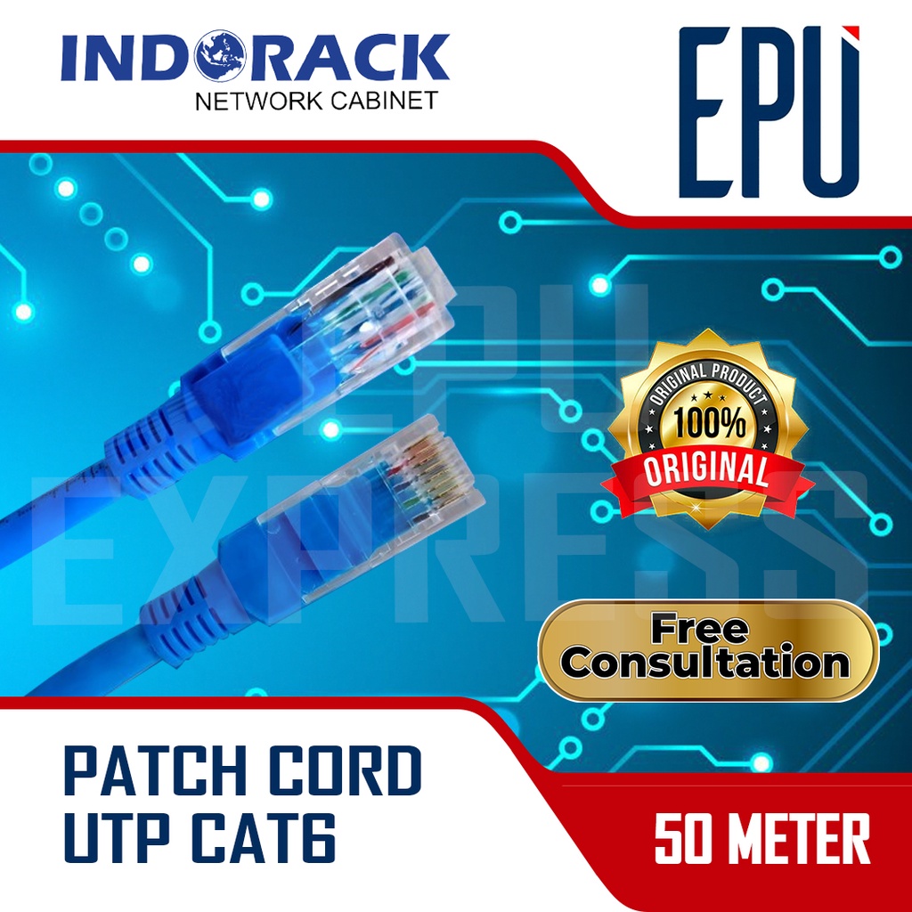 Indorack 50m Kabel Lan Cat6 Cat.6 UTP Ethernet Patch Cord Cable