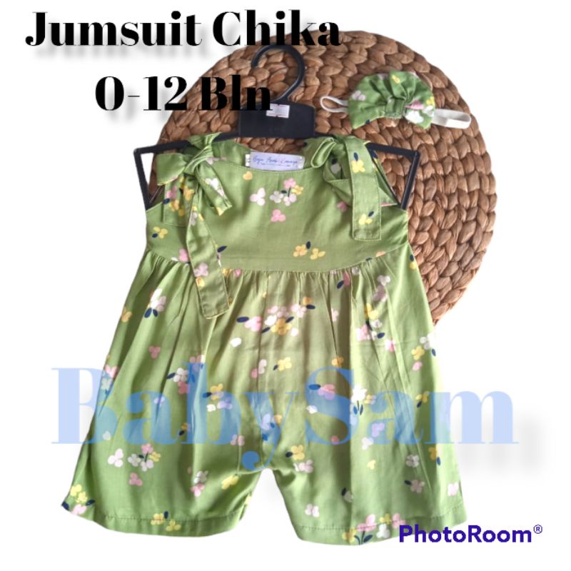 6-18 BLN JUMPSUIT BAYI TALI CHIKA BAJU BAYI PREREMPUAN FREE HEADBAND