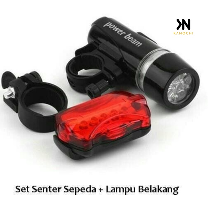 Lampu Senter Sepeda Depan + Belakang Power Beam