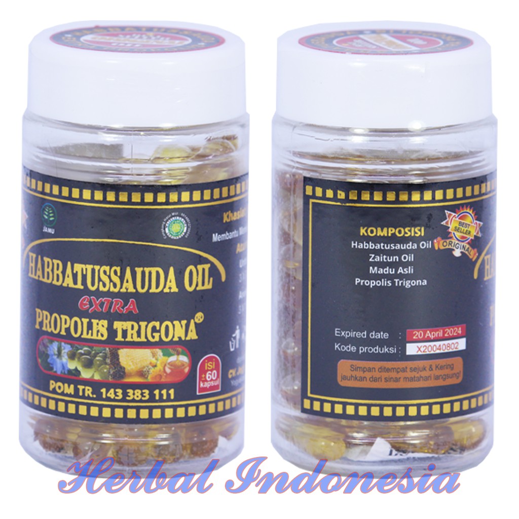 Habbatussauda Oil Extra Propolis Trigona | Habbatusauda  ijin BPOM Isi 60 kapsul lebih bagus dr UMS