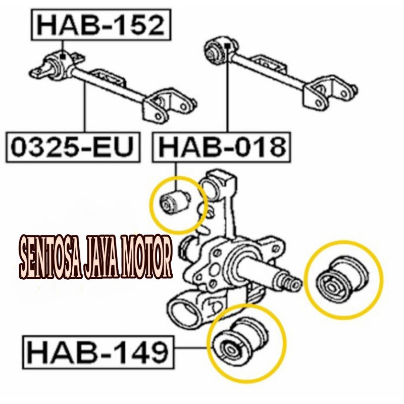 Bushing Arm Set Knuce Knakel Sayap Roda Belakang Honda CRV Gen 2 Stream 2002-2006