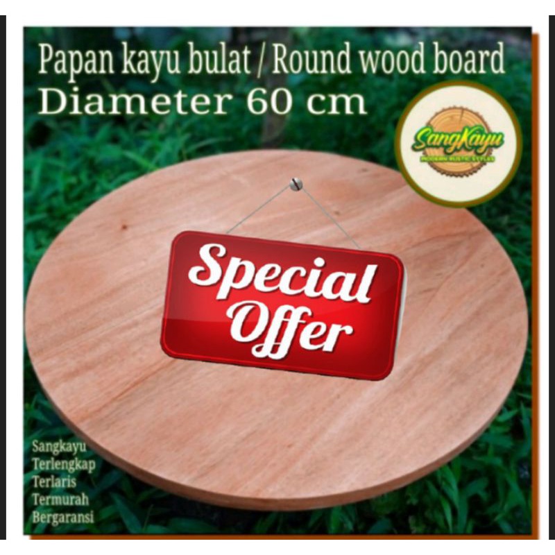 Jual Papan Kayu Bulat Cm Round Wood Board Daun Meja Talenan Kayu