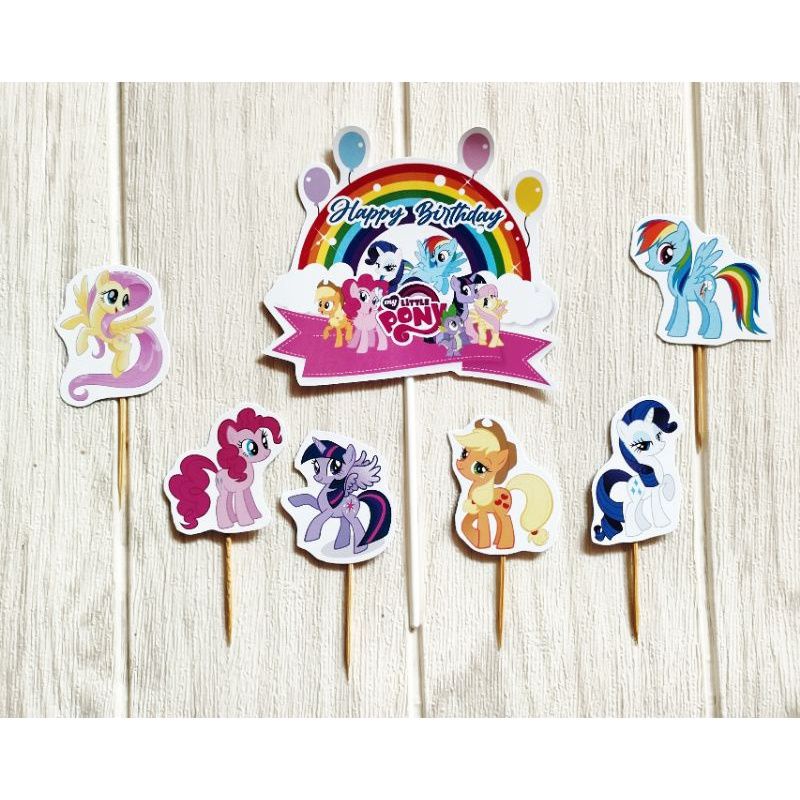 topper toper hiasan tusukan kue cake nasi tumpeng ulang tahun happy birthday karakter my little pony