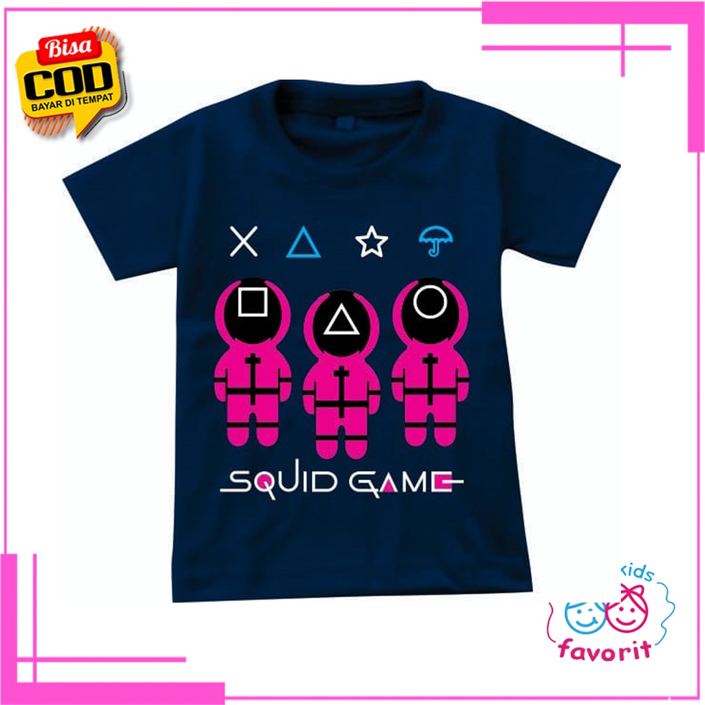 Favorit kids Baju kaos atasan anak perempuan lengan pendek gambar Squid game