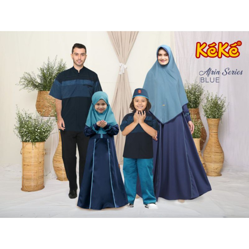 Gamis Ibu Sarimbit Keke Afrin Series Blue GDS RS 03 Busui Saku Kanan Dalam Manset Kancing  Xs Sd Xxl
