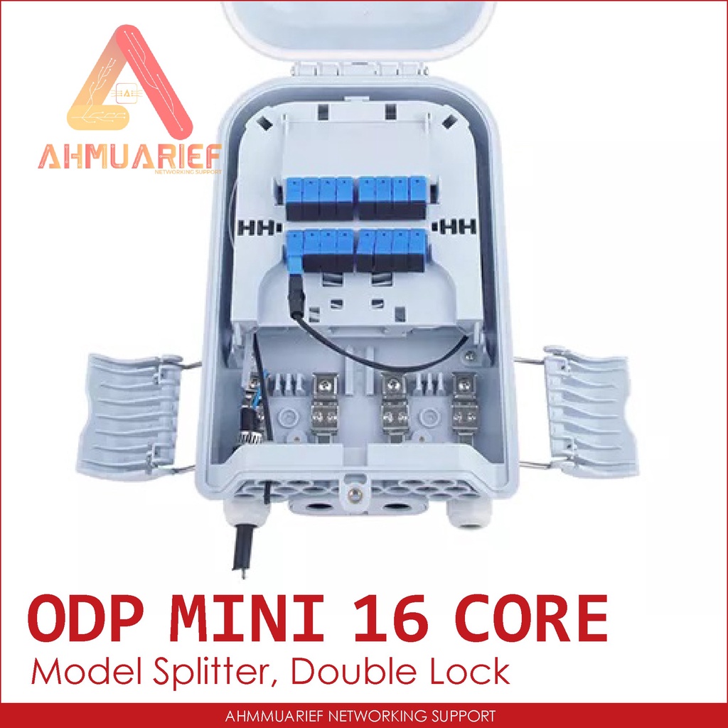 MINI ODP FDB ODB 16 Core Model Adapter Splitter Double Lock Pole Tiang Fiber Optik Box Kotak Fiber Optic Kosongan