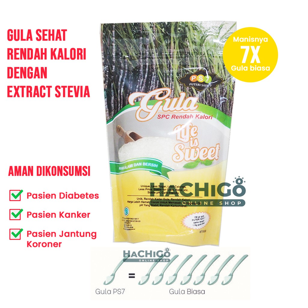 Gula Diet Sehat Stevia Rendah Kalori PS7 Pouch 150 gram Low Calori Sugar Untuk Diabetes Kanker