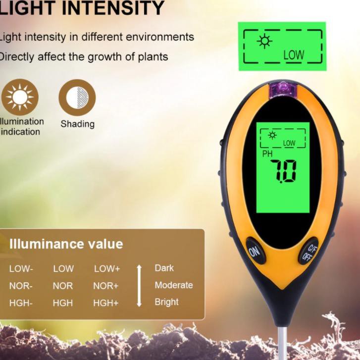 Harga Termurah LCYSZ PH Meter Tanah Digital Backlight Soil Survey 4 in 1 / Ph Tanah Hidroponik Berke