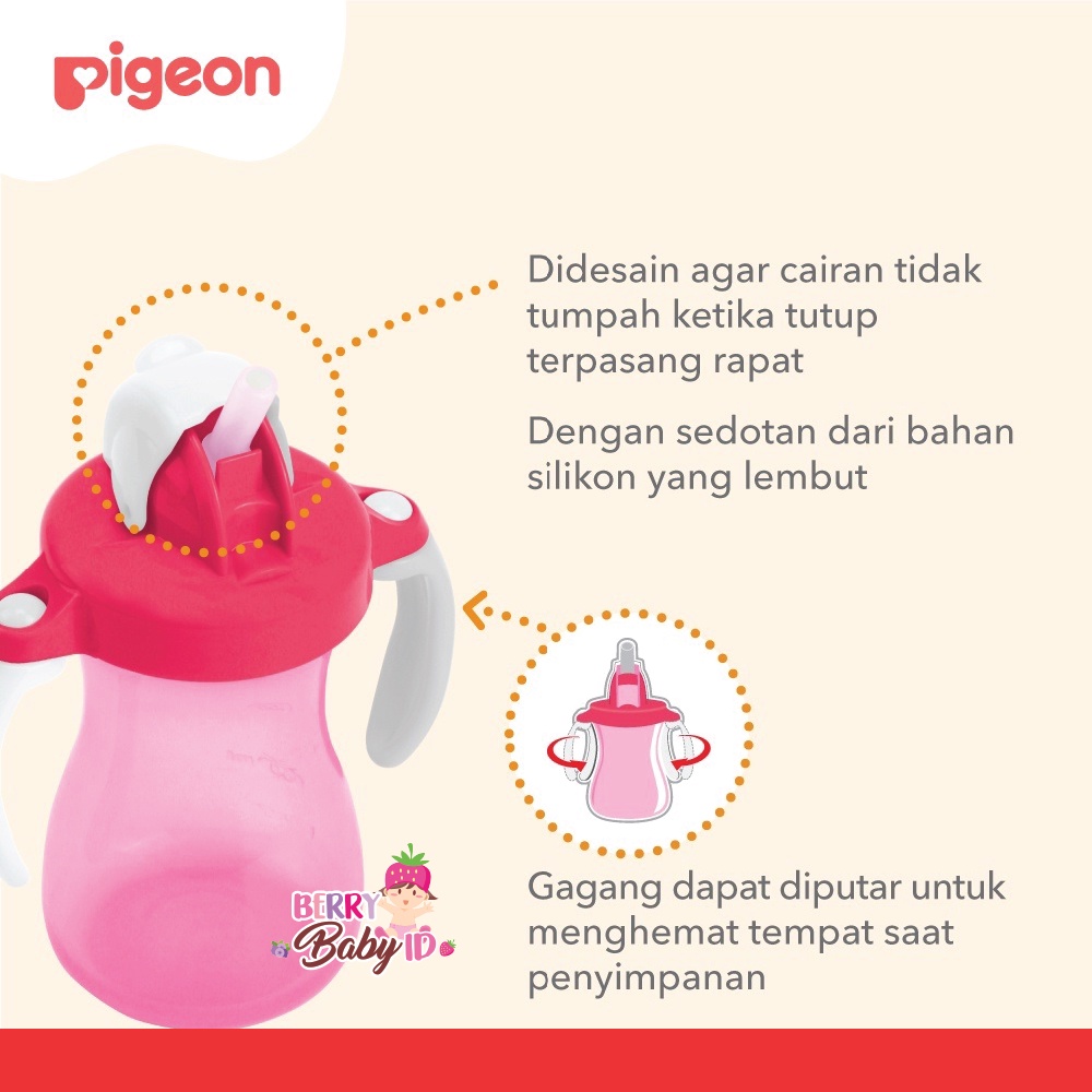 Pigeon Petite Straw Bottle Botol Minum Sedotan Bayi Anak BPA Free 9m+ Berry Mart