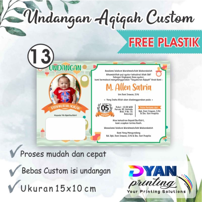 UNDANGAN AQIQAH BAYI CUSTOM FREE PLASTIK