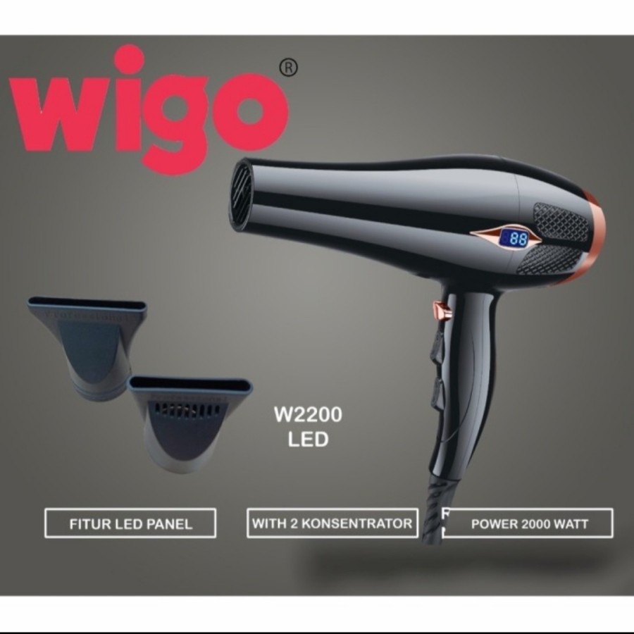 Hair Dryer Angin Panas Dan Dingin Dengn Led Suhu Wigo 2200 Led Ori