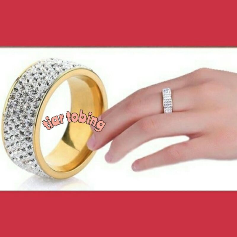 Cincin Permata Wanita Titanium Cincin Couple Gold &amp; Silver