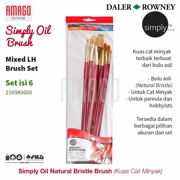 DALER-ROWNEY - SIMPLY OIL MIXED LH BRUSH SET 6 PCS - 216940600