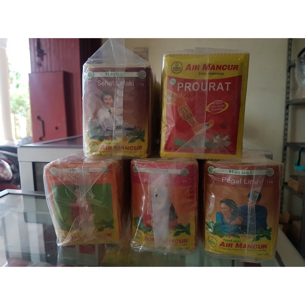 Jamu Air Mancur (Sehat Lelaki, Prourat, Galian Singset, Sehat Perempuan, Pegal Linu) PER 10 SACHET