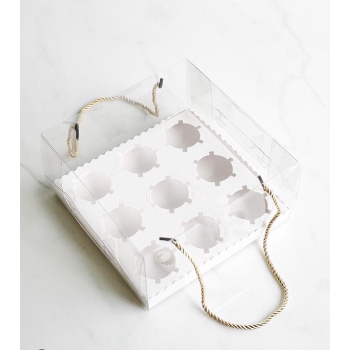 

box mika tali hole cupcake/ box hampers cupcake pusding jar handle