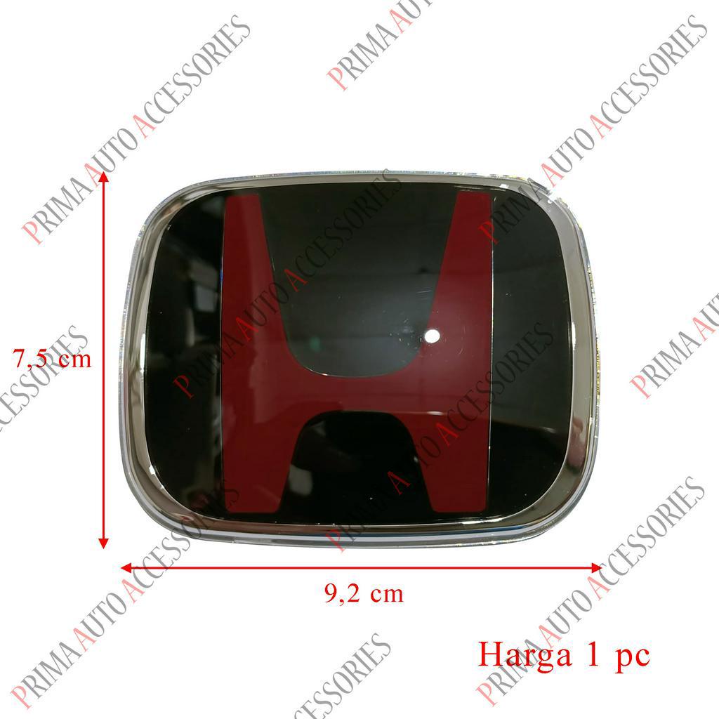 Logo Emblem Mobil Honda H Hitam Merah 9,2 X 7,5 cm TFO 003