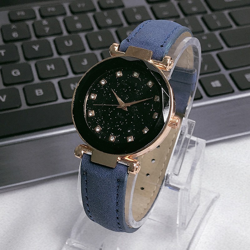 8035Starry Harajuku Fashion Lady Perhiasan Bunga Kaca Scrub Belt Roman Style Quartz wanita Watch