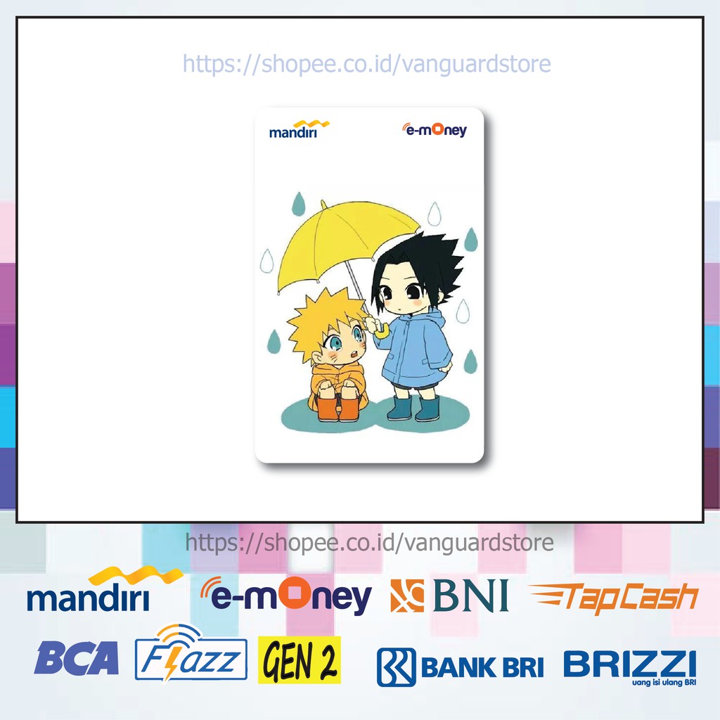 KARTU E MONEY E TOLL NARUTO &amp; SASUKE CHIBI ANIME JEPANG EMONEY MANDIRI FLAZZ BCA BNI TAPCASH BRIZZI