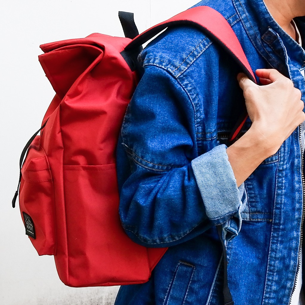 Tas Ransel Backpack Multifungsi Wanita Warna Merah