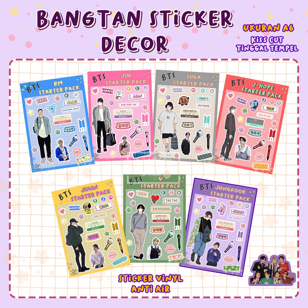 STICKER BANGTAN DECOR , RM, JIN&lt; SUGA&lt; JHOPE, JIMIN , V , JUNGKOOK