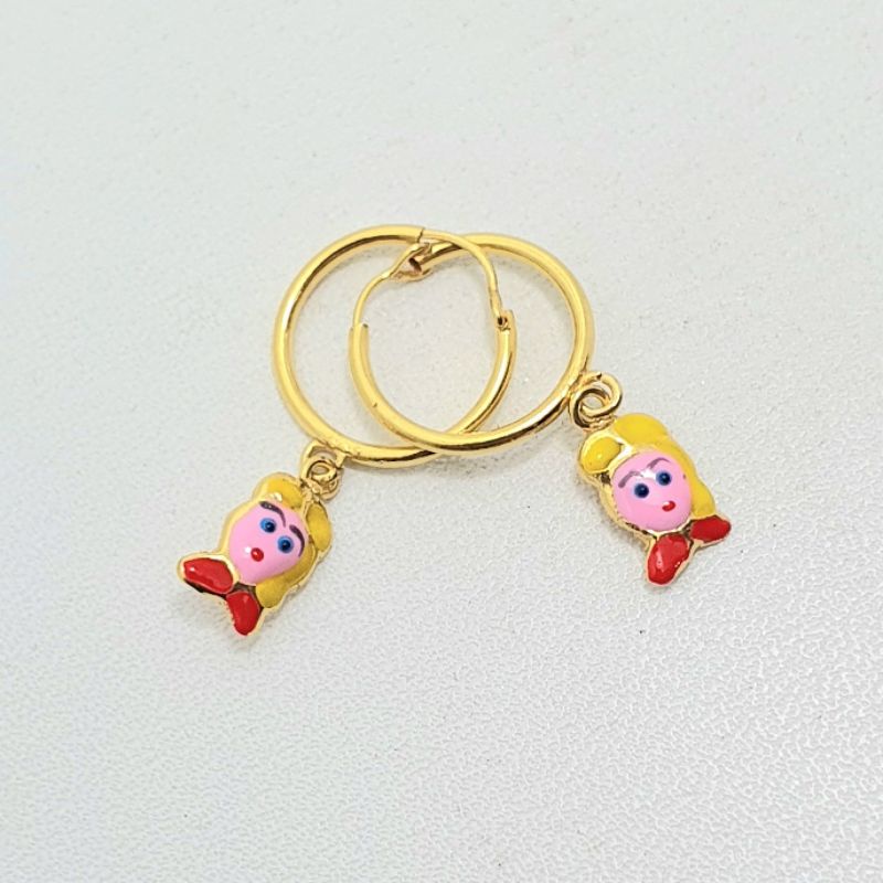 Anting Ring Anak Emas Muda Bandul Gambar Frozen 1/2 Gram