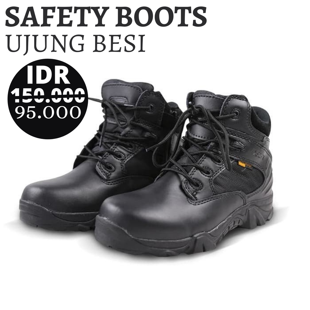 Jual Sepatu Safety Proyek Ujung Besi Septy Shoes Boot Septi Kerja Lapangan Kulit Sintetis