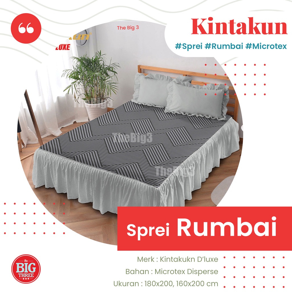 KINTAKUN Sprei 160x200 RUMBAI motif Rafly Arfana Lamina Shakila Amina Axel Blooma Ensley Robin Thania Marma Bena Damara Amerta Tarani  Kirana Gian Litani Madana Wiyata Gemi Gista Candramawa Rena Wira Citra Nurmala  - 160 QUEEN renda SP P3